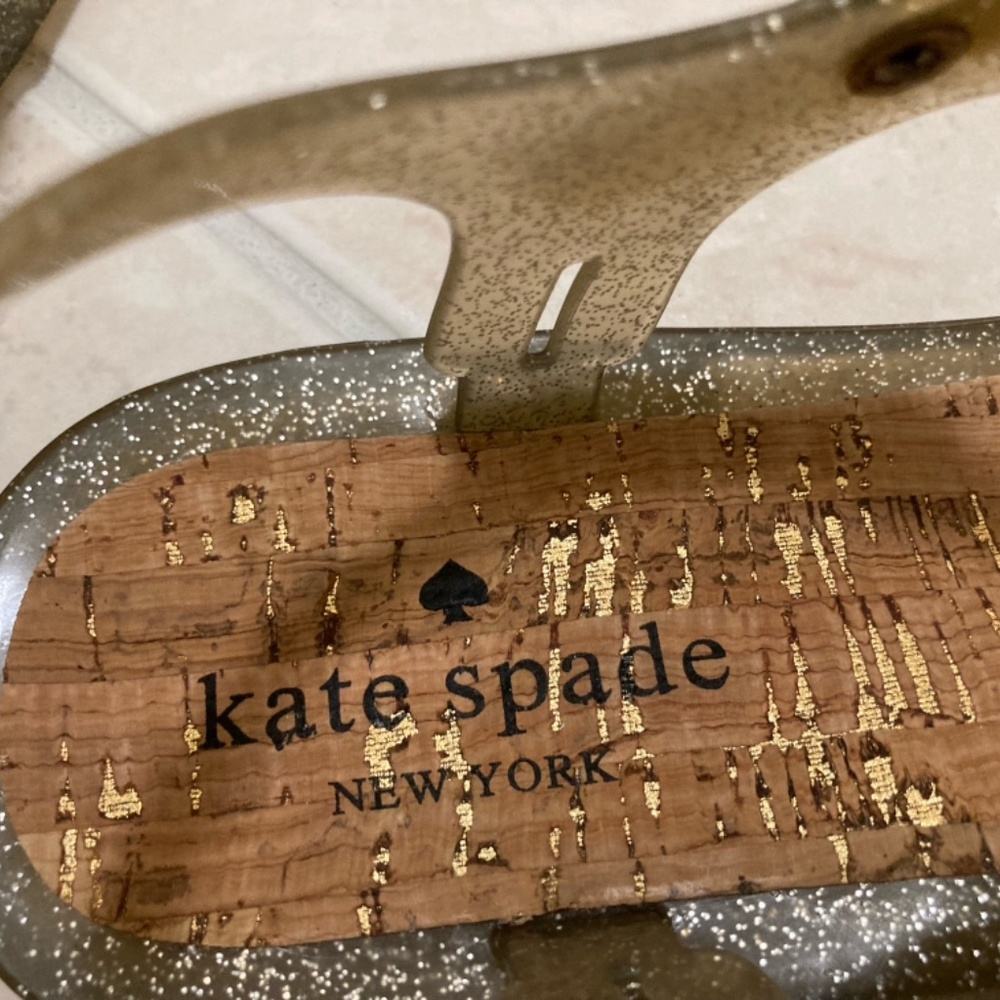 Kate Spade Clear/Gold sparkle jelly sandals Size 10 - Picture 6 of 8